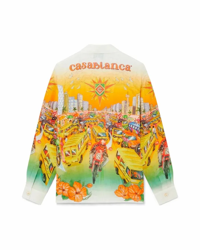 Casablanca Paris Shirts Traffic Linen Shirt 8211 MenWomen