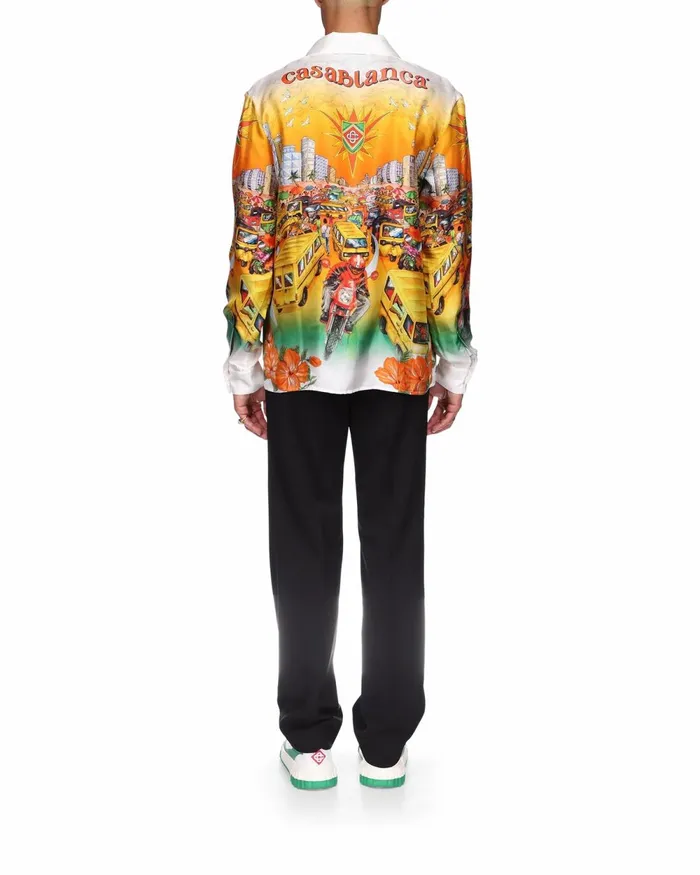 Casablanca Paris Shirts Traffic Linen Shirt 8211 MenWomen