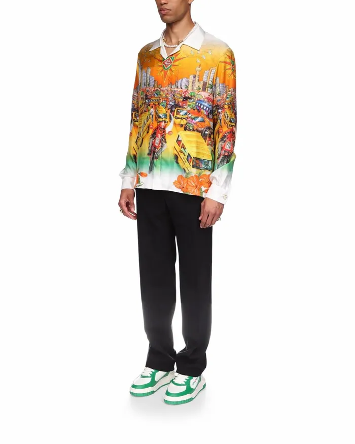 Casablanca Paris Shirts Traffic Linen Shirt 8211 MenWomen