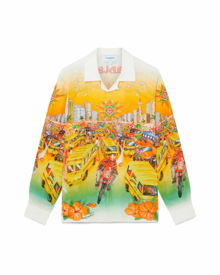 Casablanca Paris Shirts Traffic Linen Shirt 8211 MenWomen