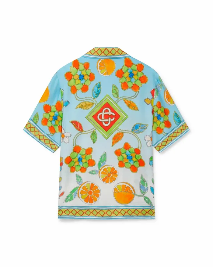 Casablanca Paris Shirts Yoruba Flowers Silk Shirt 8211 MenWomen