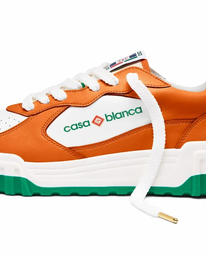 Casablanca Paris Sneakers Court Orange and White Sneaker 8211 Men