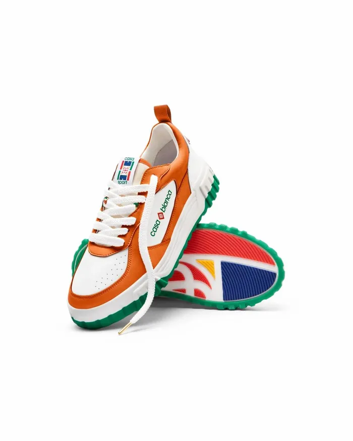 Casablanca Paris Sneakers Court Orange and White Sneaker 8211 Men