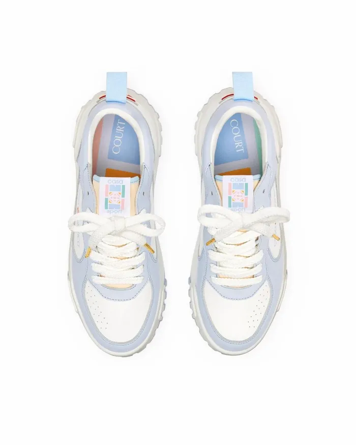 Casablanca Paris Sneakers Court White and Powder Blue Sneaker 8211 Men