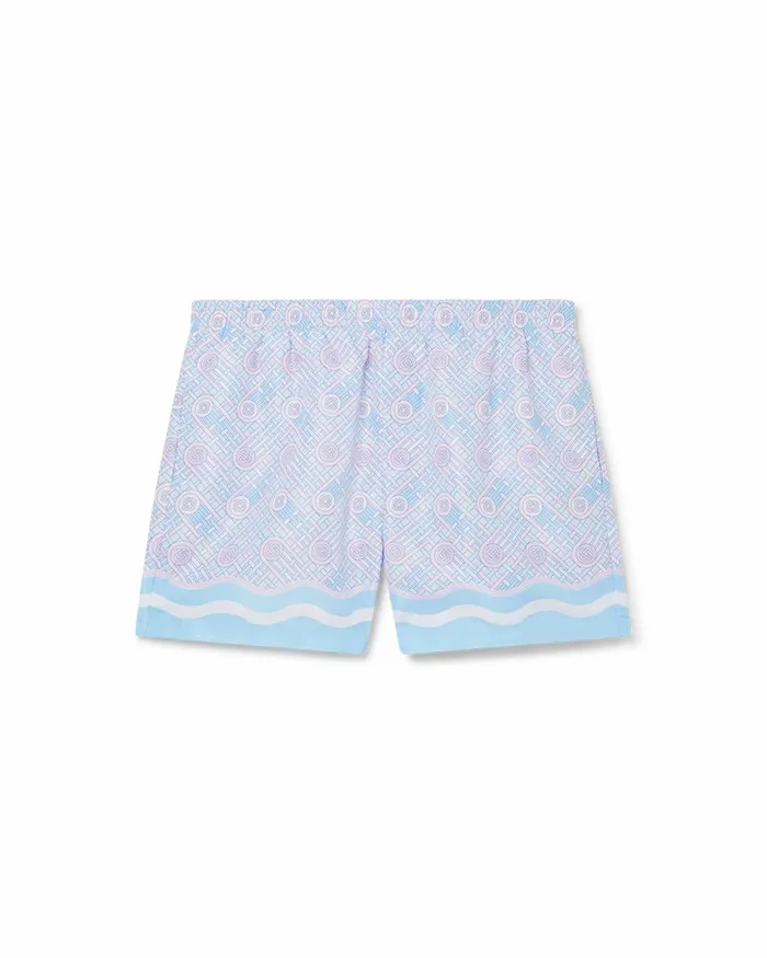 Casablanca Paris Swimwear Blue Ping Pong Monogram Swim Trunks 8211 Men