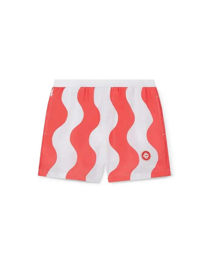Casablanca Paris Swimwear Red Memphis Wave Swim Trunks 8211 Men
