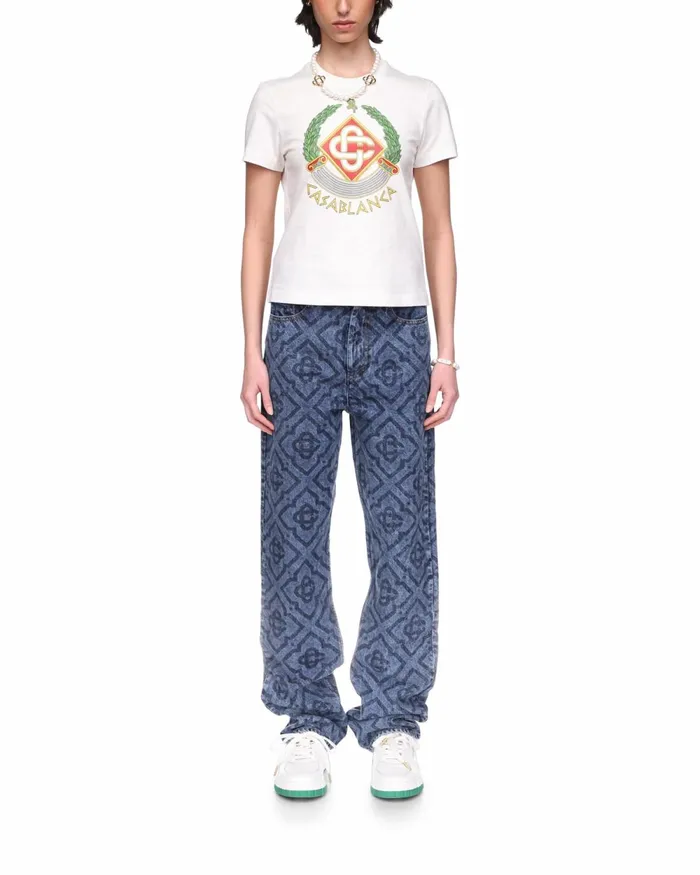 Casablanca Paris TShirts Casa Crest TShirt 8211 Women Casablanca Paris TShirts Casa Crest TShirt 8211 Women