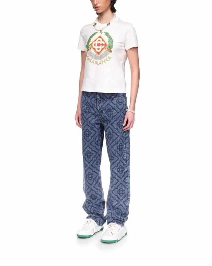 Casablanca Paris TShirts Casa Crest TShirt 8211 Women Casablanca Paris TShirts Casa Crest TShirt 8211 Women