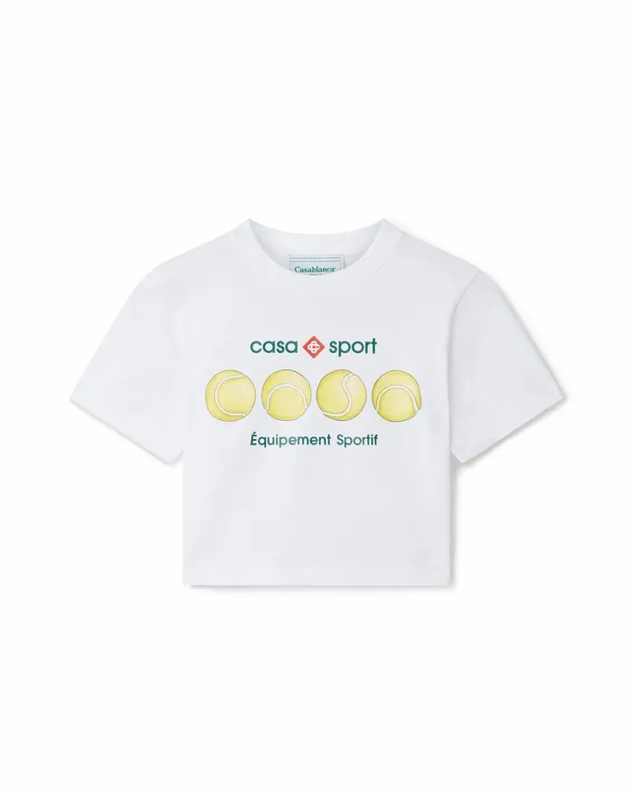 Casablanca Paris TShirts Casa Sport Tennis Balls Cropped TShirt 8211 Women