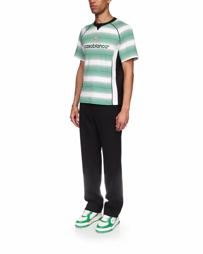 Casablanca Paris TShirts Gradient Stripe Panelled Football TShirt 8211 MenWomen Casablanca Paris TShirts Gradient Stripe Panelled Football TShirt 8211 MenWomen