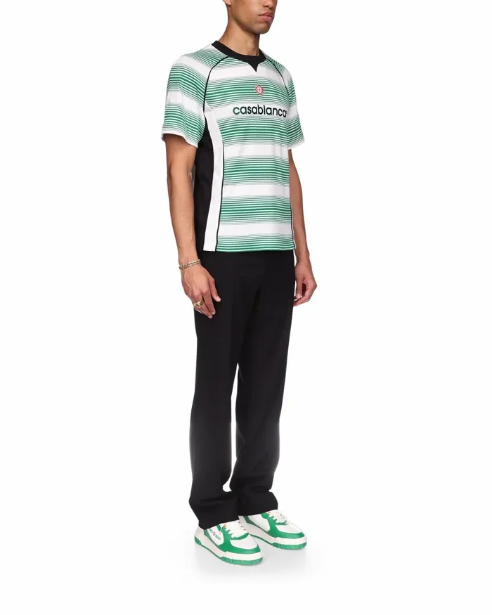 Casablanca Paris TShirts Gradient Stripe Panelled Football TShirt 8211 MenWomen Casablanca Paris TShirts Gradient Stripe Panelled Football TShirt 8211 MenWomen