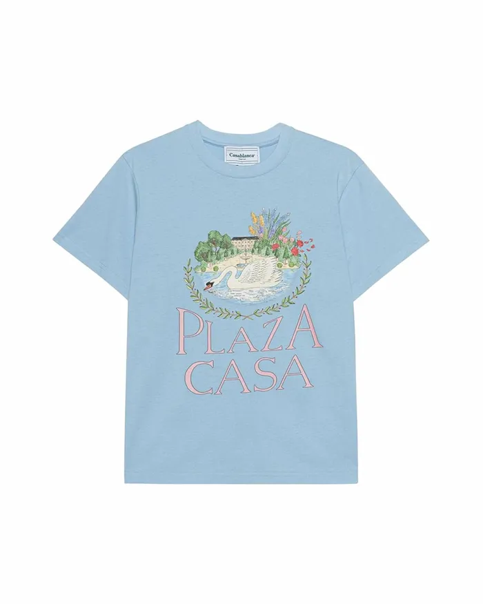 Casablanca Paris TShirts Pale Blue Plaza Casa TShirt 8211 Women