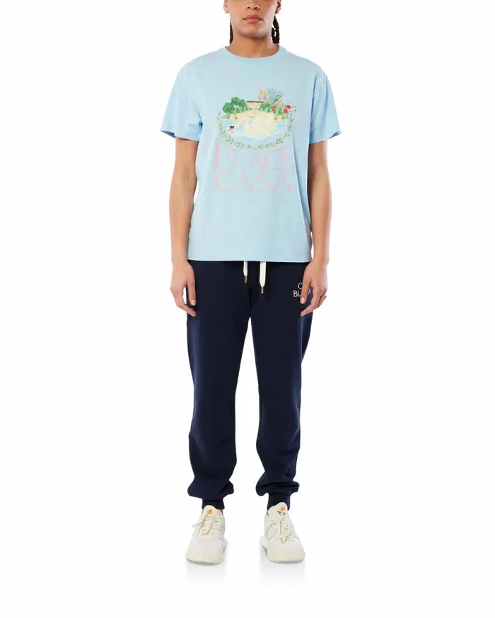 Casablanca Paris TShirts Pale Blue Plaza Casa TShirt 8211 Women