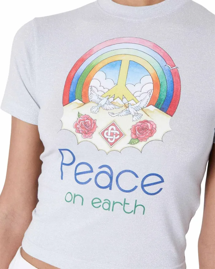 Casablanca Paris TShirts Peace On Earth Cropped TShirt 8211 Women