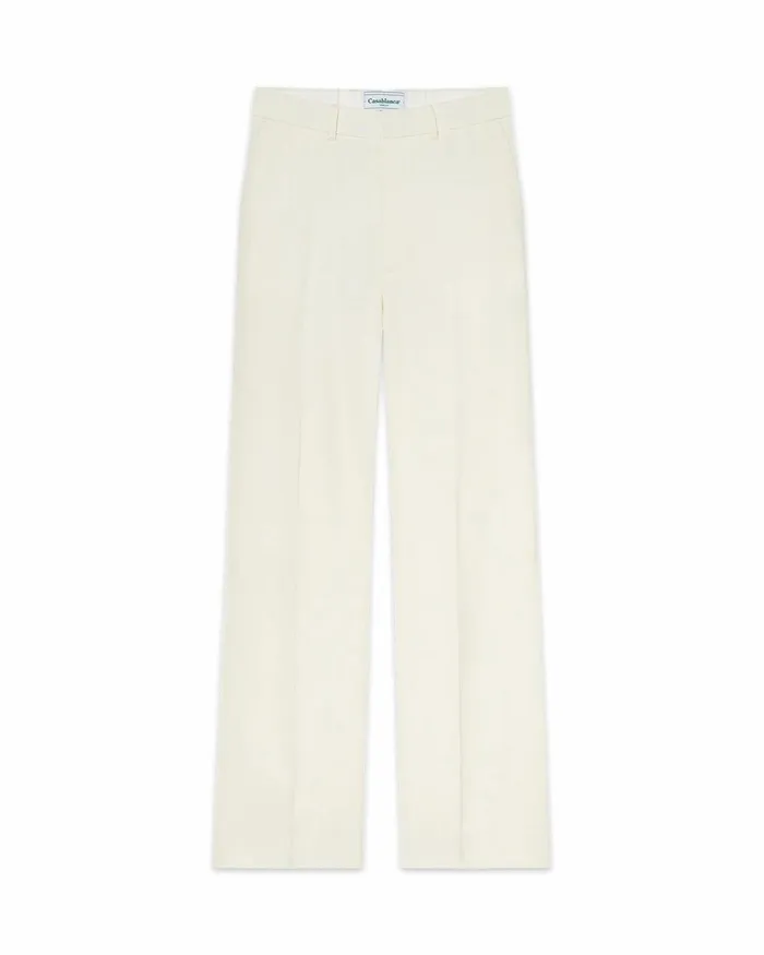 Casablanca Paris Tailoring OffWhite Silk Suiting Wide Leg Trousers 8211 Men