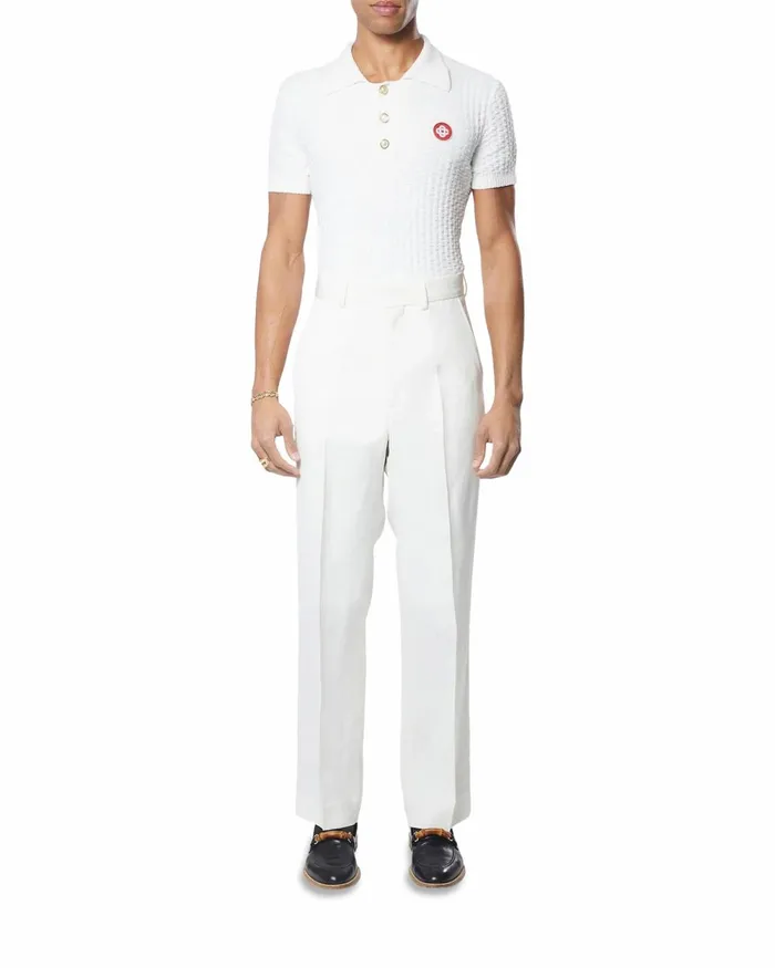 Casablanca Paris Tailoring OffWhite Silk Suiting Wide Leg Trousers 8211 Men