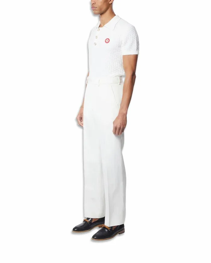 Casablanca Paris Tailoring OffWhite Silk Suiting Wide Leg Trousers 8211 Men