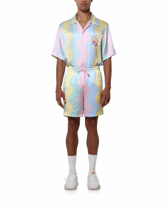 Casablanca Paris Trousers and Shorts Casa Shell Wave Silk Shorts 8211 Men