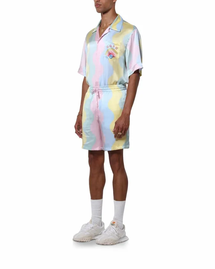 Casablanca Paris Trousers and Shorts Casa Shell Wave Silk Shorts 8211 Men