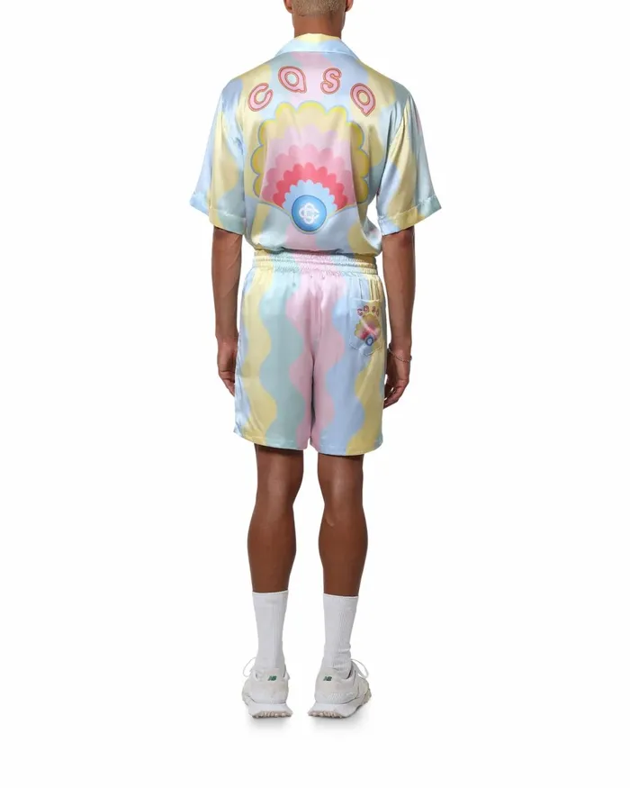 Casablanca Paris Trousers and Shorts Casa Shell Wave Silk Shorts 8211 Men
