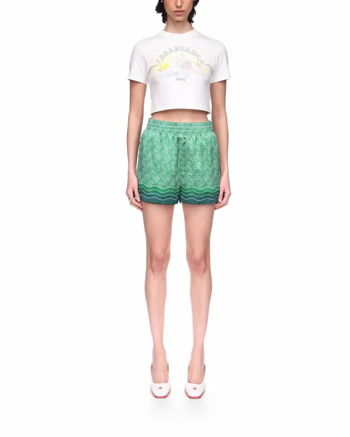 Casablanca Paris Trousers and Shorts Column Monogram Silk Shorts 8211 Women