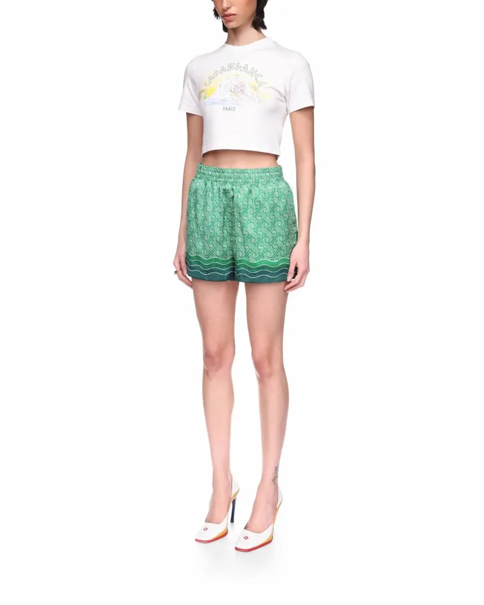 Casablanca Paris Trousers and Shorts Column Monogram Silk Shorts 8211 Women