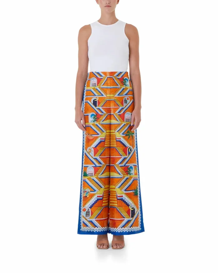 Casablanca Paris Trousers and Shorts Escalier Infini Silk Wide Leg Trousers 8211 Women Casablanca Paris Trousers and Shorts Escalier Infini Silk Wide Leg Trousers 8211 Women