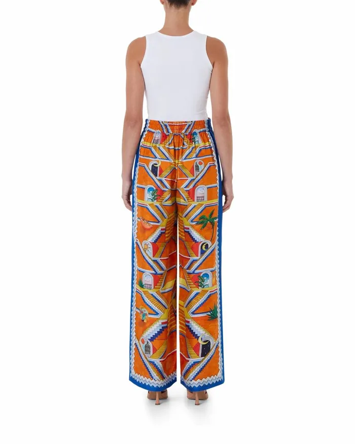 Casablanca Paris Trousers and Shorts Escalier Infini Silk Wide Leg Trousers 8211 Women Casablanca Paris Trousers and Shorts Escalier Infini Silk Wide Leg Trousers 8211 Women