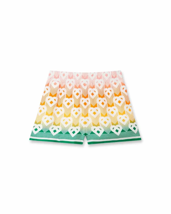 Casablanca Paris Trousers and Shorts Gradient Heart Monogram Silk Shorts 8211 Women Casablanca Paris Trousers and Shorts Gradient Heart Monogram Silk Shorts 8211 Women