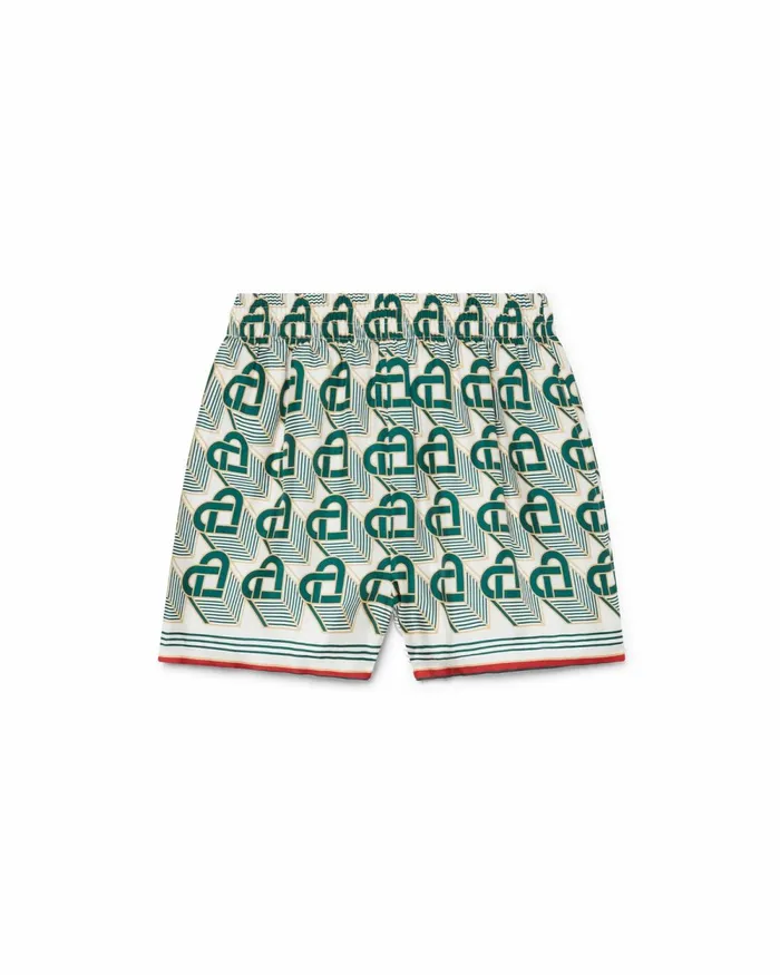 Casablanca Paris Trousers and Shorts Heart Monogram Silk Shorts 8211 Women