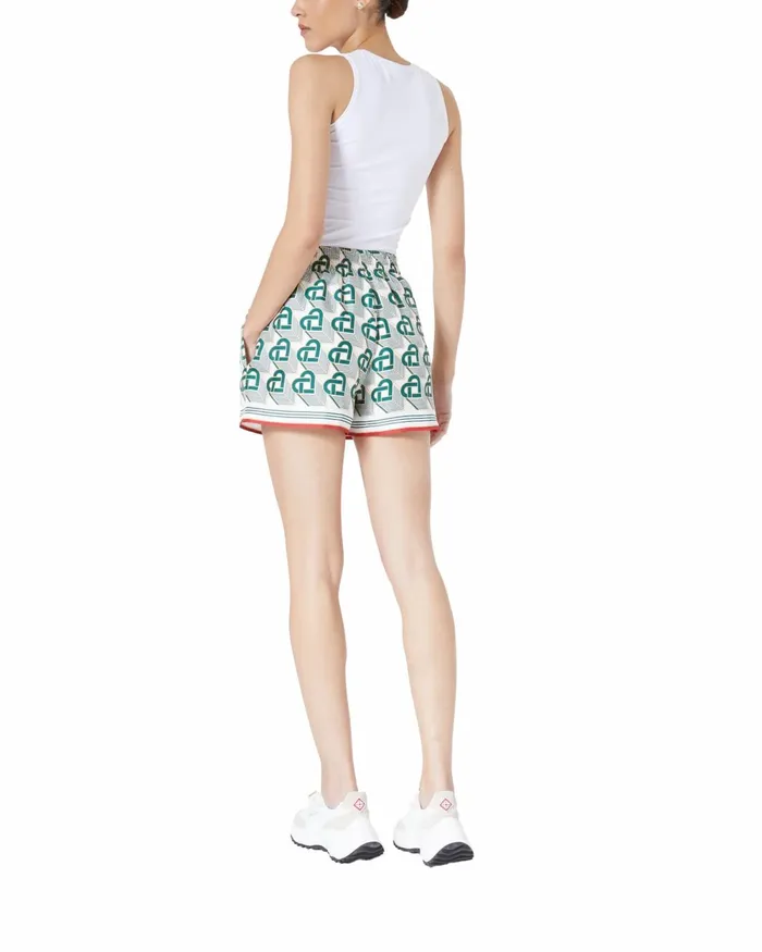 Casablanca Paris Trousers and Shorts Heart Monogram Silk Shorts 8211 Women Casablanca Paris Trousers and Shorts Heart Monogram Silk Shorts 8211 Women