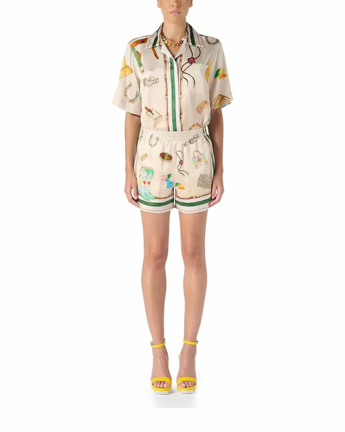 Casablanca Paris Trousers and Shorts L039Ecurie Blanche Silk Shorts 8211 Women Casablanca Paris Trousers and Shorts L039Ecurie Blanche Silk Shorts 8211 Women