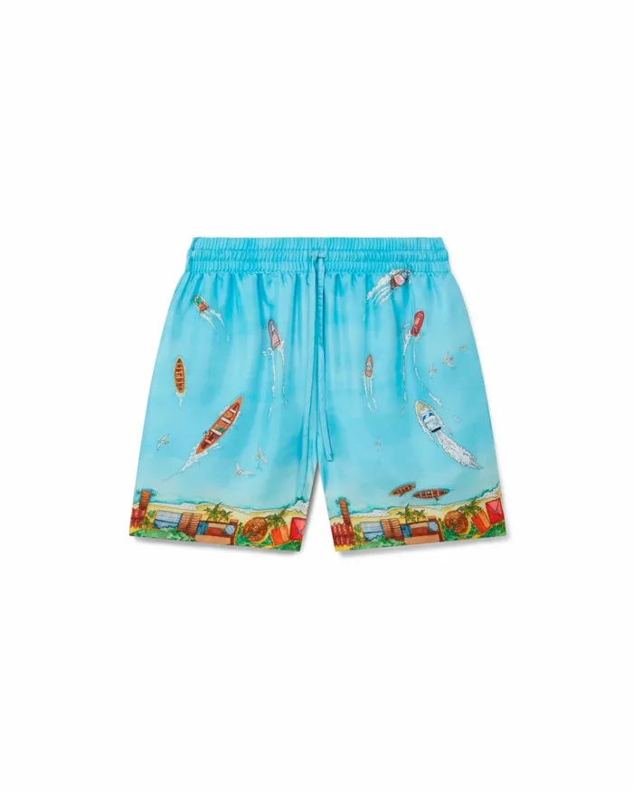Casablanca Paris Trousers and Shorts Maison Sur Piloti Silk Shorts 8211 Men