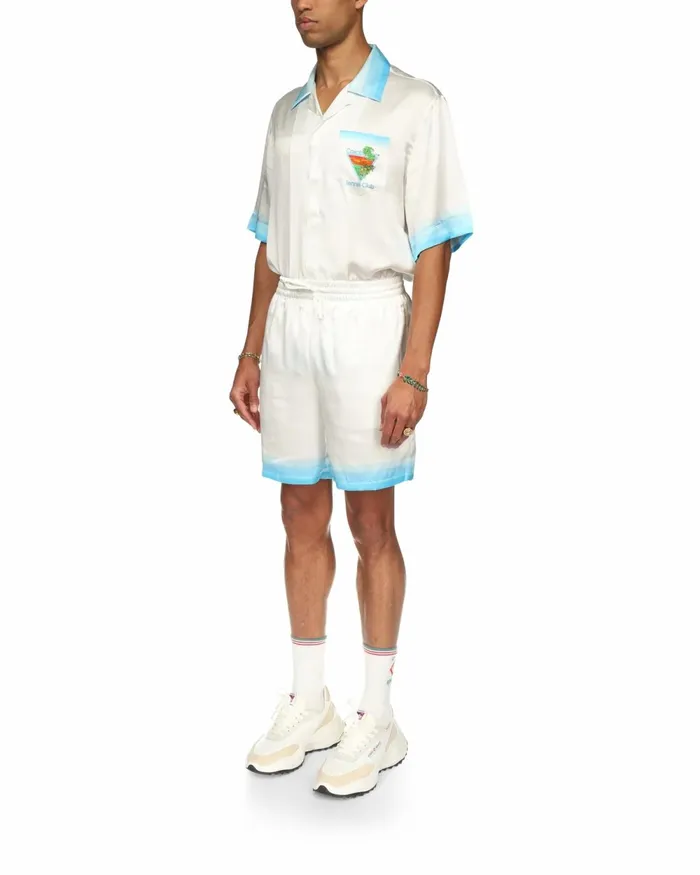 Casablanca Paris Trousers and Shorts Palm Springs Icon Blue Silk Shorts 8211 Men