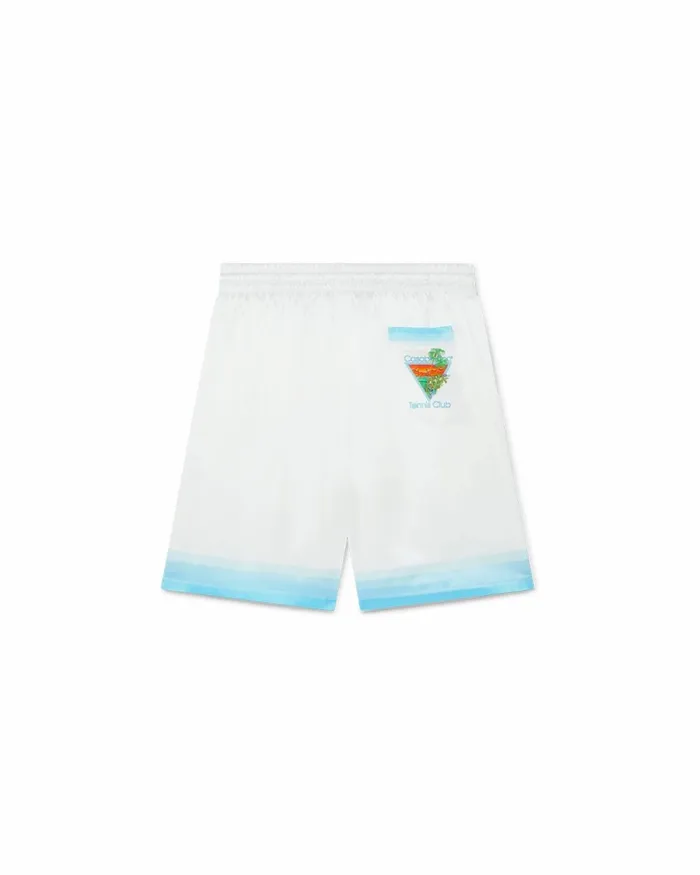 Casablanca Paris Trousers and Shorts Palm Springs Icon Blue Silk Shorts 8211 Men