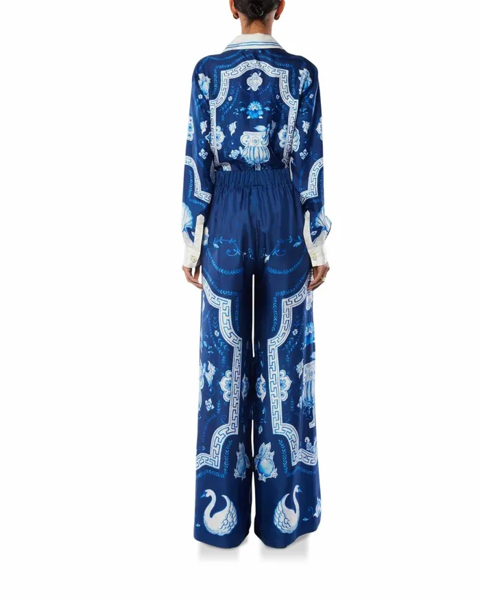 Casablanca Paris Trousers and Shorts Plat A Dessert Bleu Printed Wide Leg Trousers 8211 Women