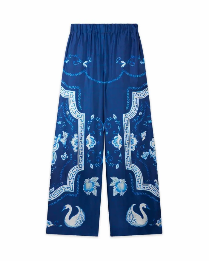 Casablanca Paris Trousers and Shorts Plat A Dessert Bleu Silk Trousers 8211 Men Casablanca Paris Trousers and Shorts Plat A Dessert Bleu Silk Trousers 8211 Men