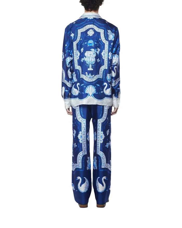 Casablanca Paris Trousers and Shorts Plat A Dessert Bleu Silk Trousers 8211 Men