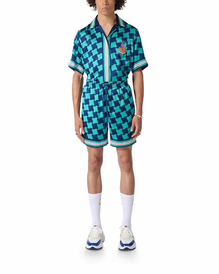 Casablanca Paris Trousers and Shorts Pool Tile Silk Shorts 8211 Men Casablanca Paris Trousers and Shorts Pool Tile Silk Shorts 8211 Men