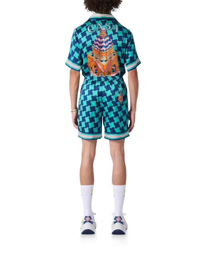 Casablanca Paris Trousers and Shorts Pool Tile Silk Shorts 8211 Men Casablanca Paris Trousers and Shorts Pool Tile Silk Shorts 8211 Men