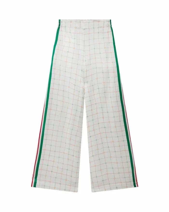 Casablanca Paris Trousers and Shorts Tennis Club Check Wide Leg Silk Trousers 8211 Women Casablanca Paris Trousers and Shorts Tennis Club Check Wide Leg Silk Trousers 8211 Women