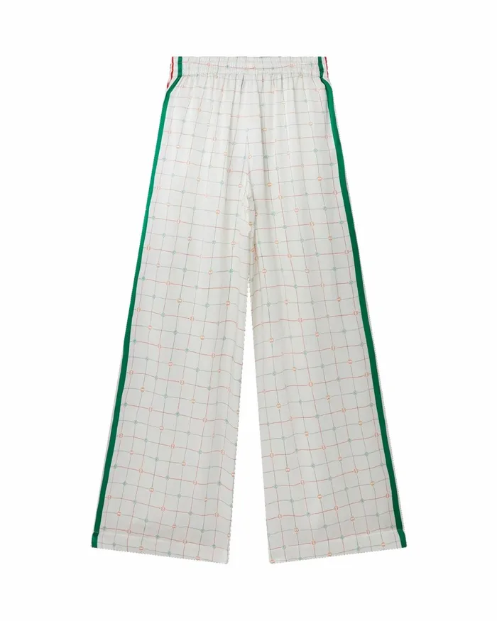 Casablanca Paris Trousers and Shorts Tennis Club Check Wide Leg Silk Trousers 8211 Women Casablanca Paris Trousers and Shorts Tennis Club Check Wide Leg Silk Trousers 8211 Women