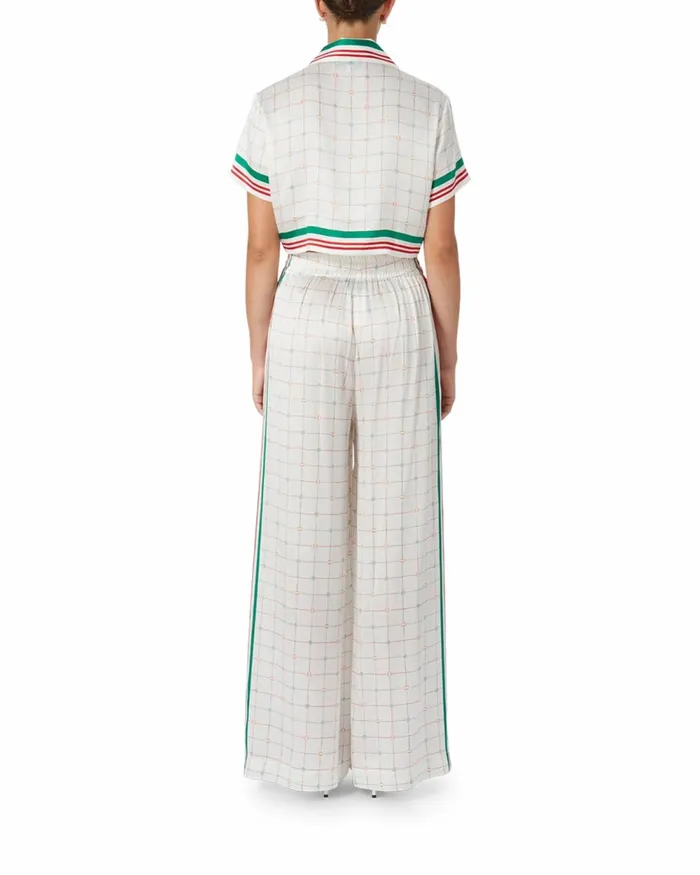 Casablanca Paris Trousers and Shorts Tennis Club Check Wide Leg Silk Trousers 8211 Women Casablanca Paris Trousers and Shorts Tennis Club Check Wide Leg Silk Trousers 8211 Women