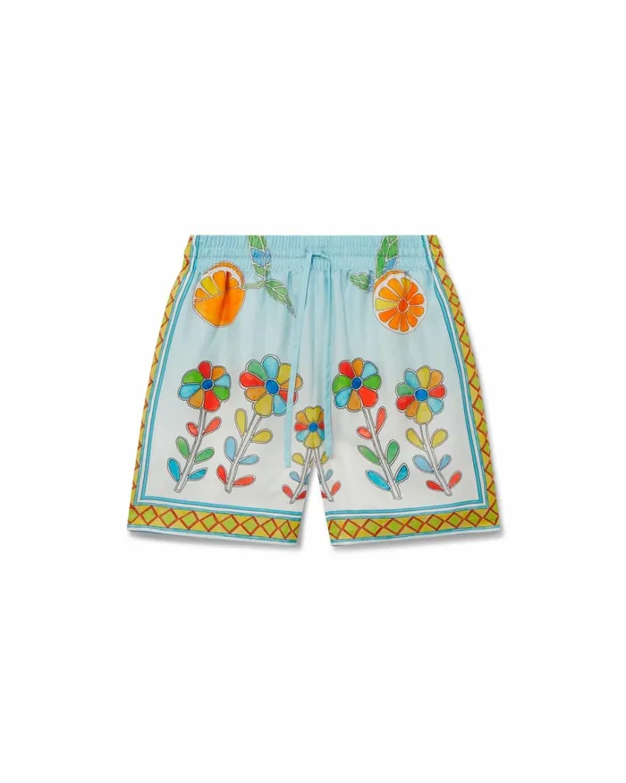Casablanca Paris Trousers and Shorts Yoruba Flowers Silk Shorts 8211 Men