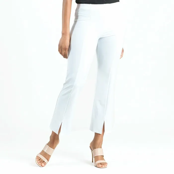 Center Seam Front Slit Ankle Pant 8211 White Women Clara Sunwoo Pants Skirts