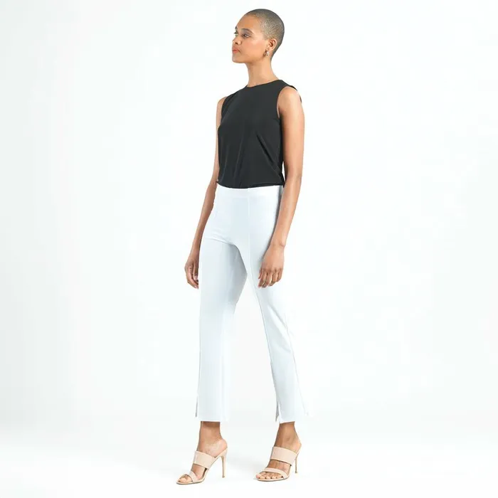 Center Seam Front Slit Ankle Pant 8211 White Women Clara Sunwoo Pants Skirts