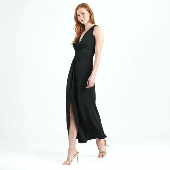 Center Slit Maxi Dress 8211 Black Women Clara Sunwoo Dresses Jumpsuits