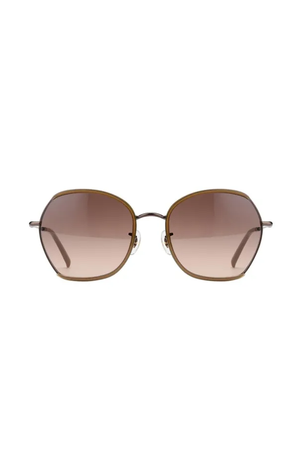 Chloe Sunglasses With Hexagonal Metal Frame Caribou Brown Women YAYA Sunglasses Chloe Sunglasses With Hexagonal Metal Frame Caribou Brown Women YAYA Sunglasses