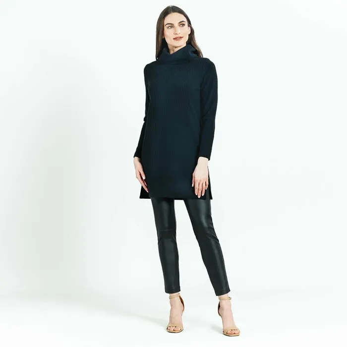 Chunky Ribbed 8211 Cowl Turtleneck Sweater Tunic 8211 Black 8211 Final Sale Women Clara Sunwoo Sweaters