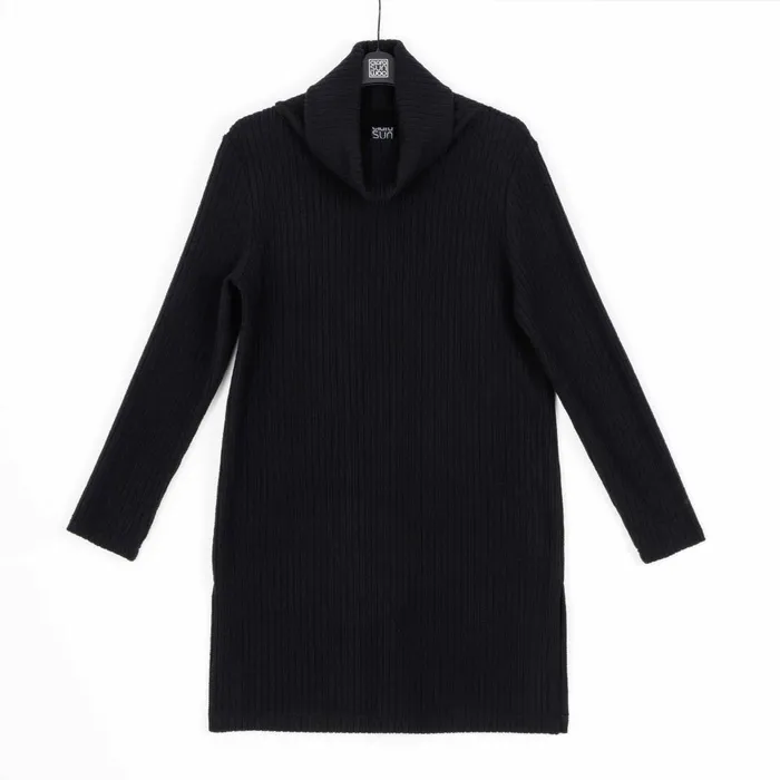 Chunky Ribbed 8211 Cowl Turtleneck Sweater Tunic 8211 Black 8211 Final Sale Women Clara Sunwoo Sweaters
